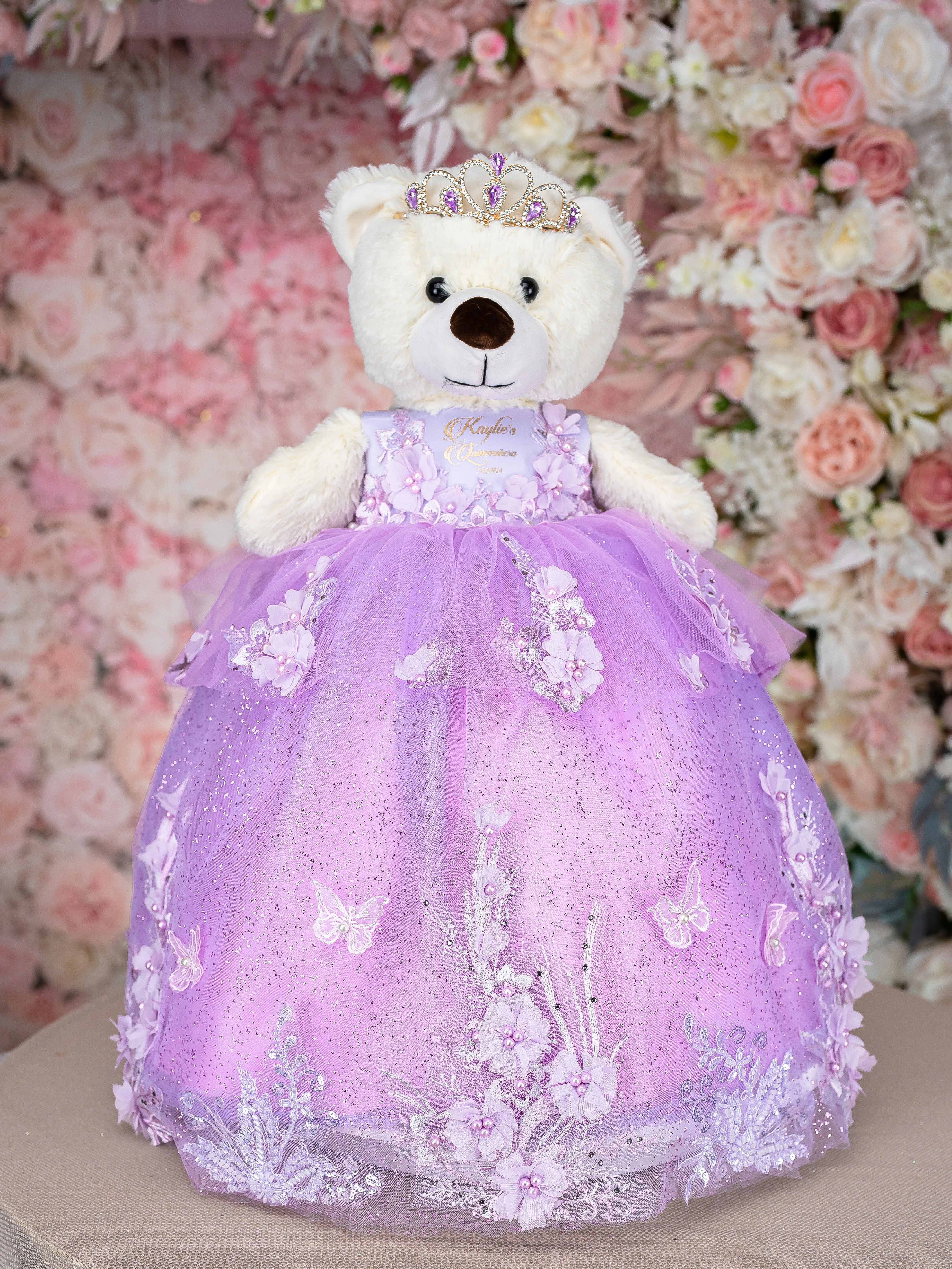 Lavender quinceanera teddy bear