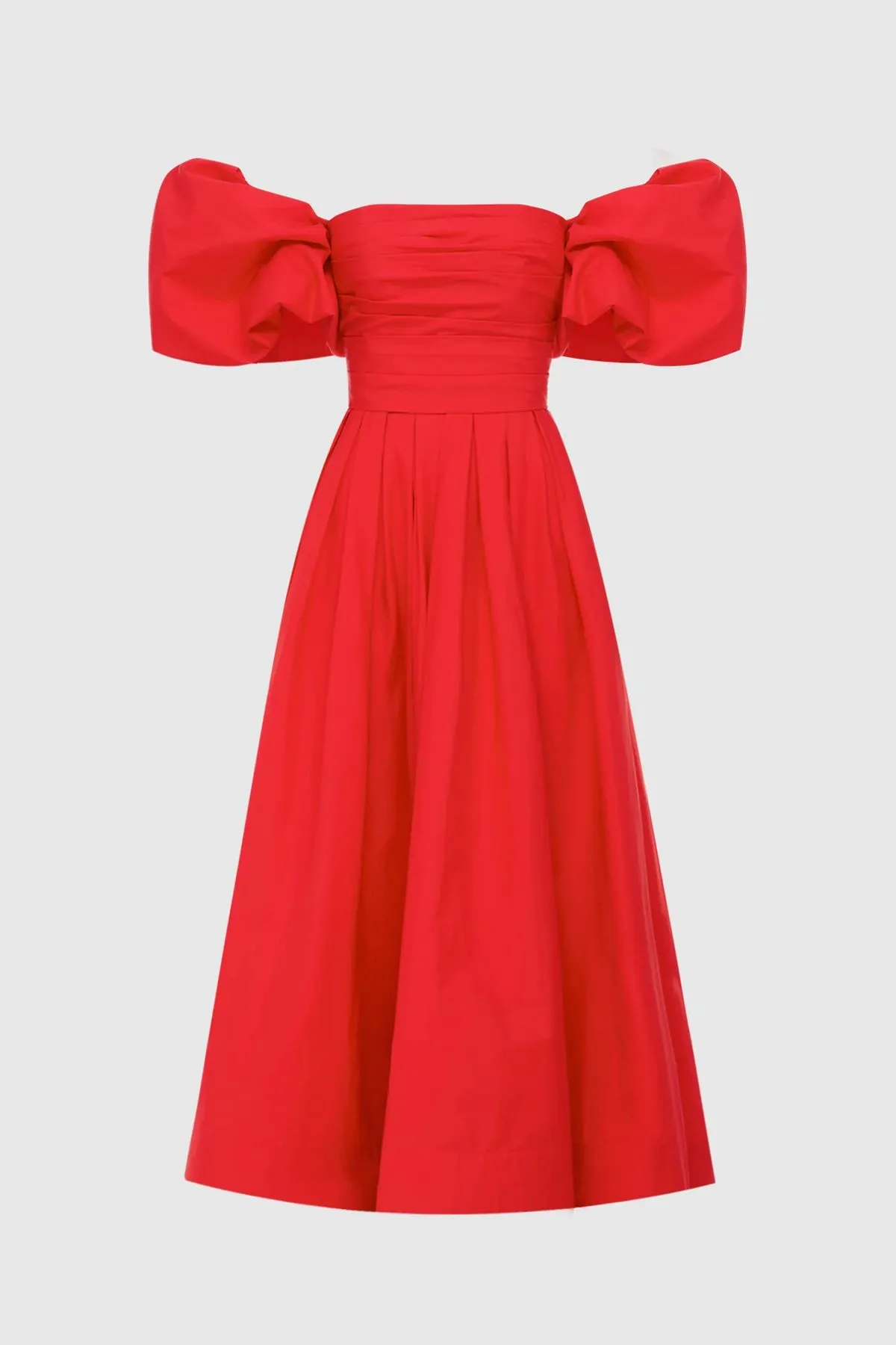 Leo Lin Matilda Puff Sleeve Midi Dress - Scarlet