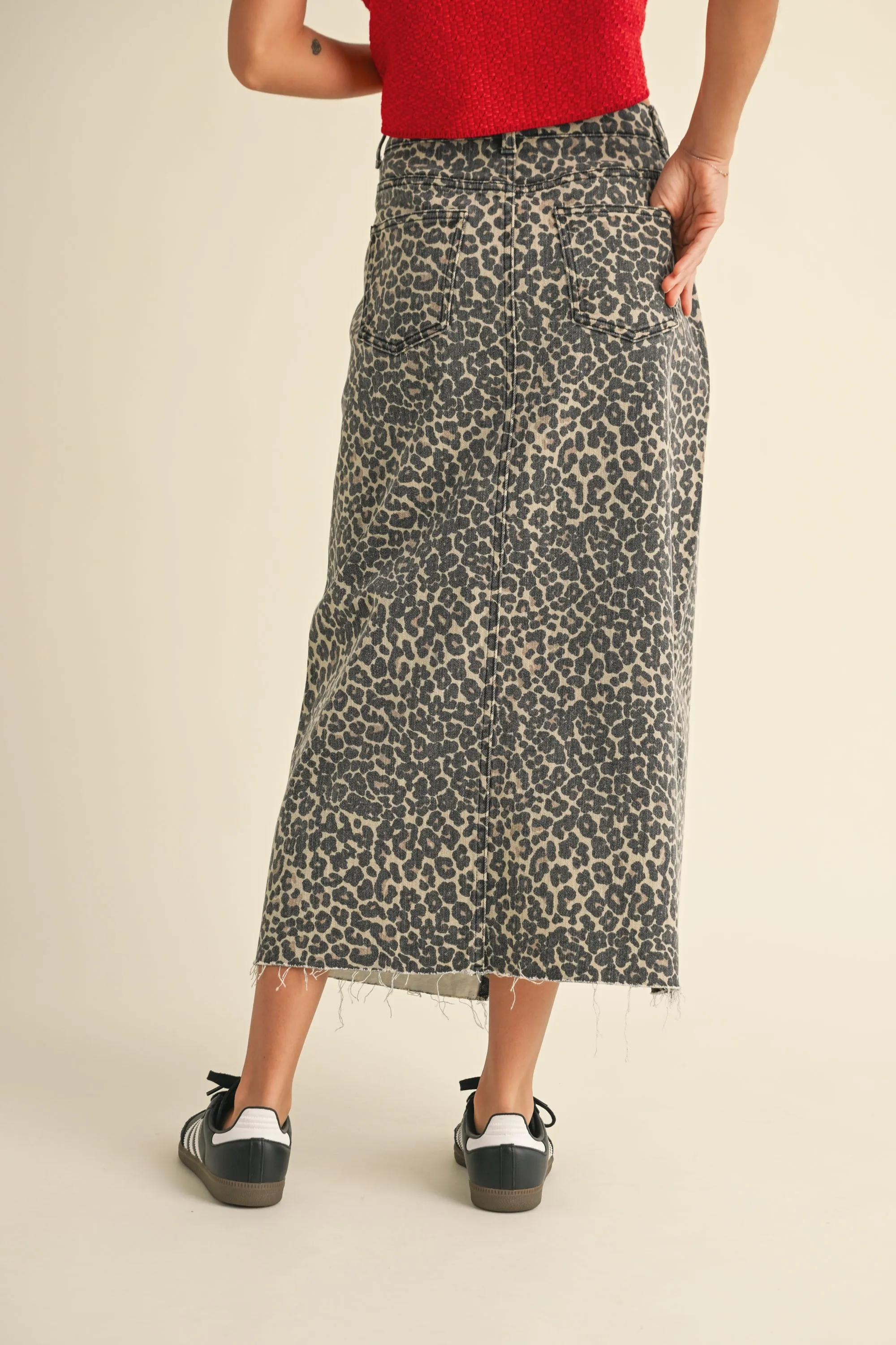 Leopard Print Midi Skirt