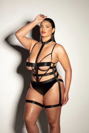 Lethal! Plus Size Wet Look Strappy Teddy