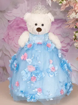 Light blue with Pink Teddy Bear for quinceanera