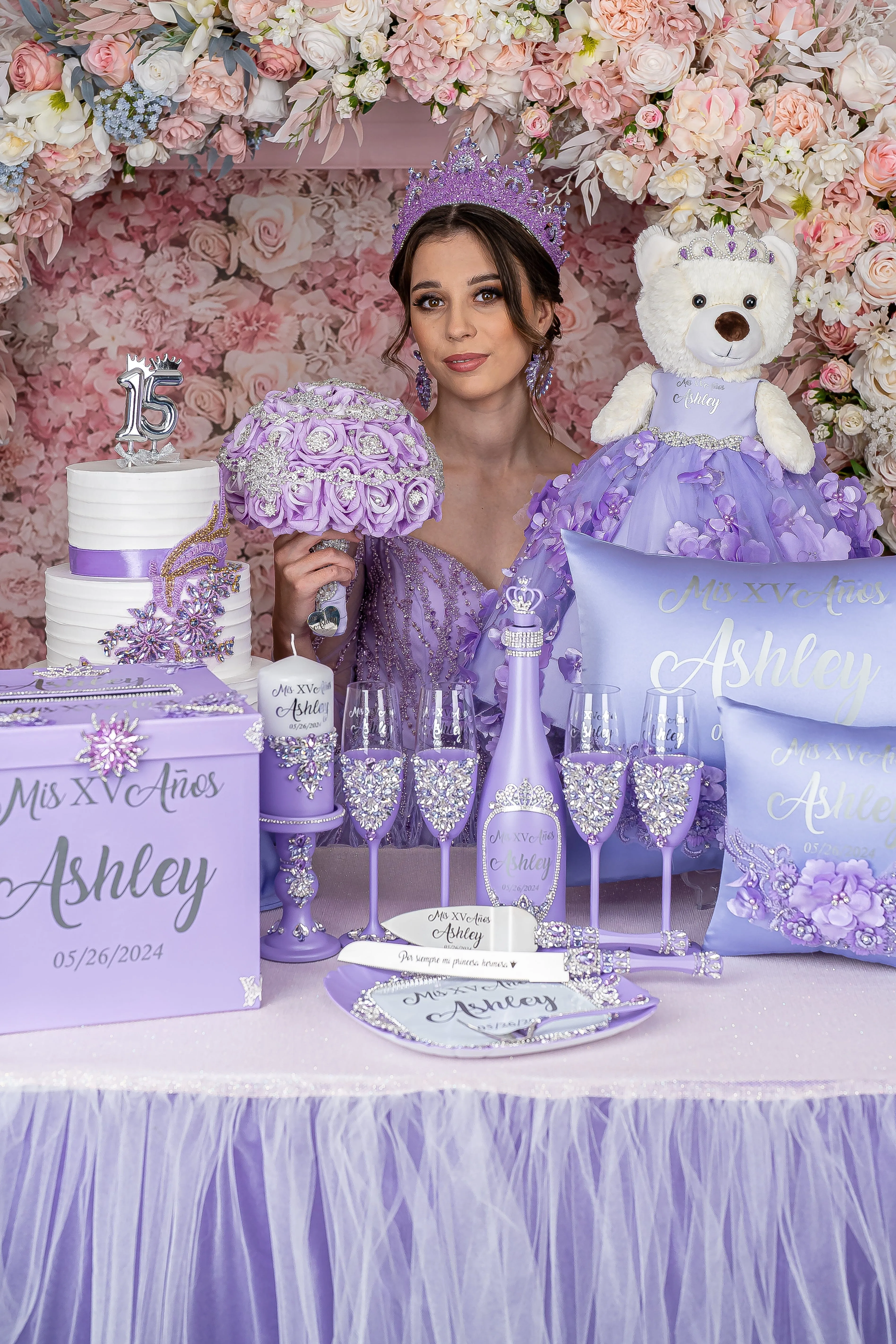 Lilac Teddy Bear for quinceanera