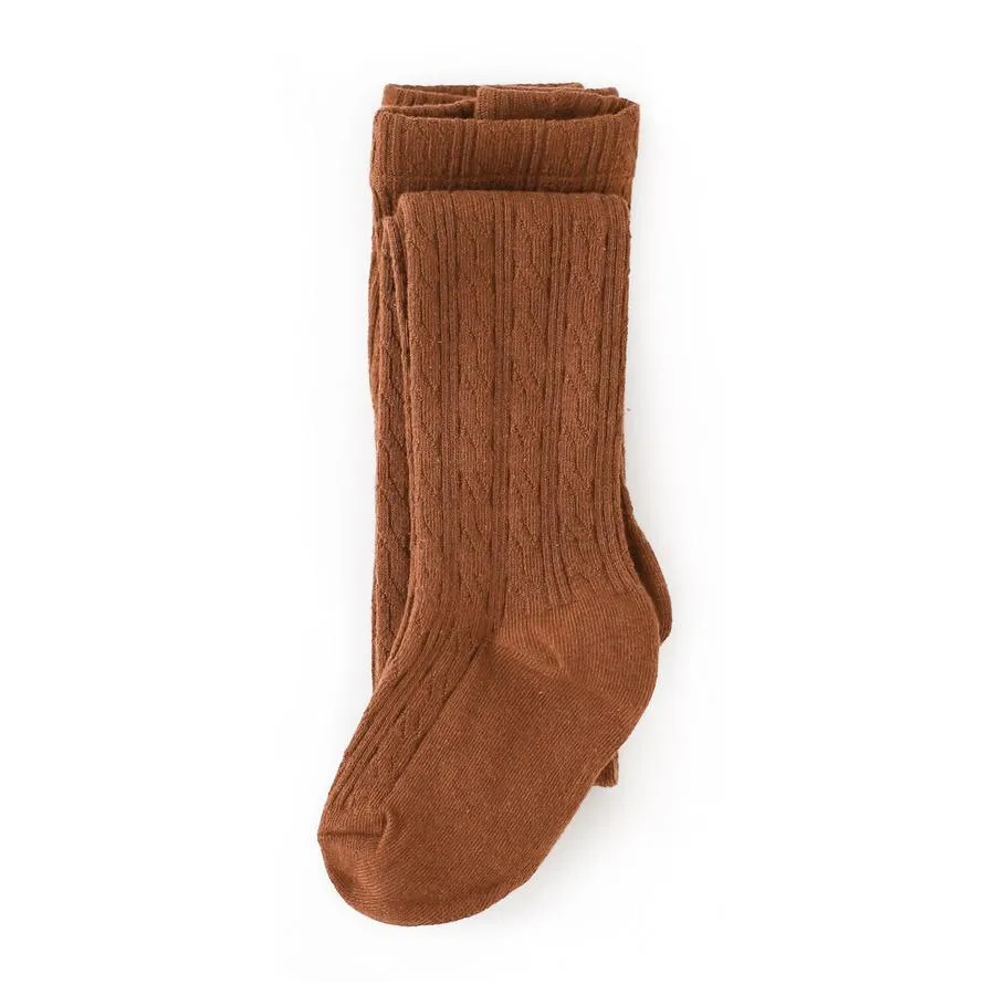 Little Stocking Co Cable Knit Tights - Brownie