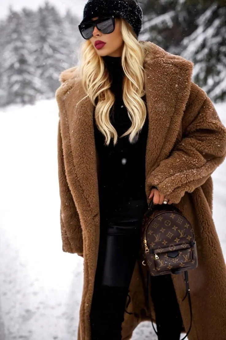 Luxury Teddy genuine wool sheepskin Luxury Coat - Stay Warm and Stylish in this Ethically Produced Fur Coat couple goals