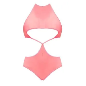 Magic Silk Forever Mesh UnderBoob Crotchless Teddy Coral