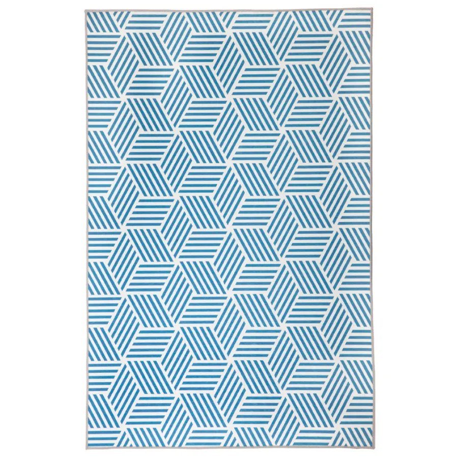 Mani Blue Geometrical Non Slip Rug