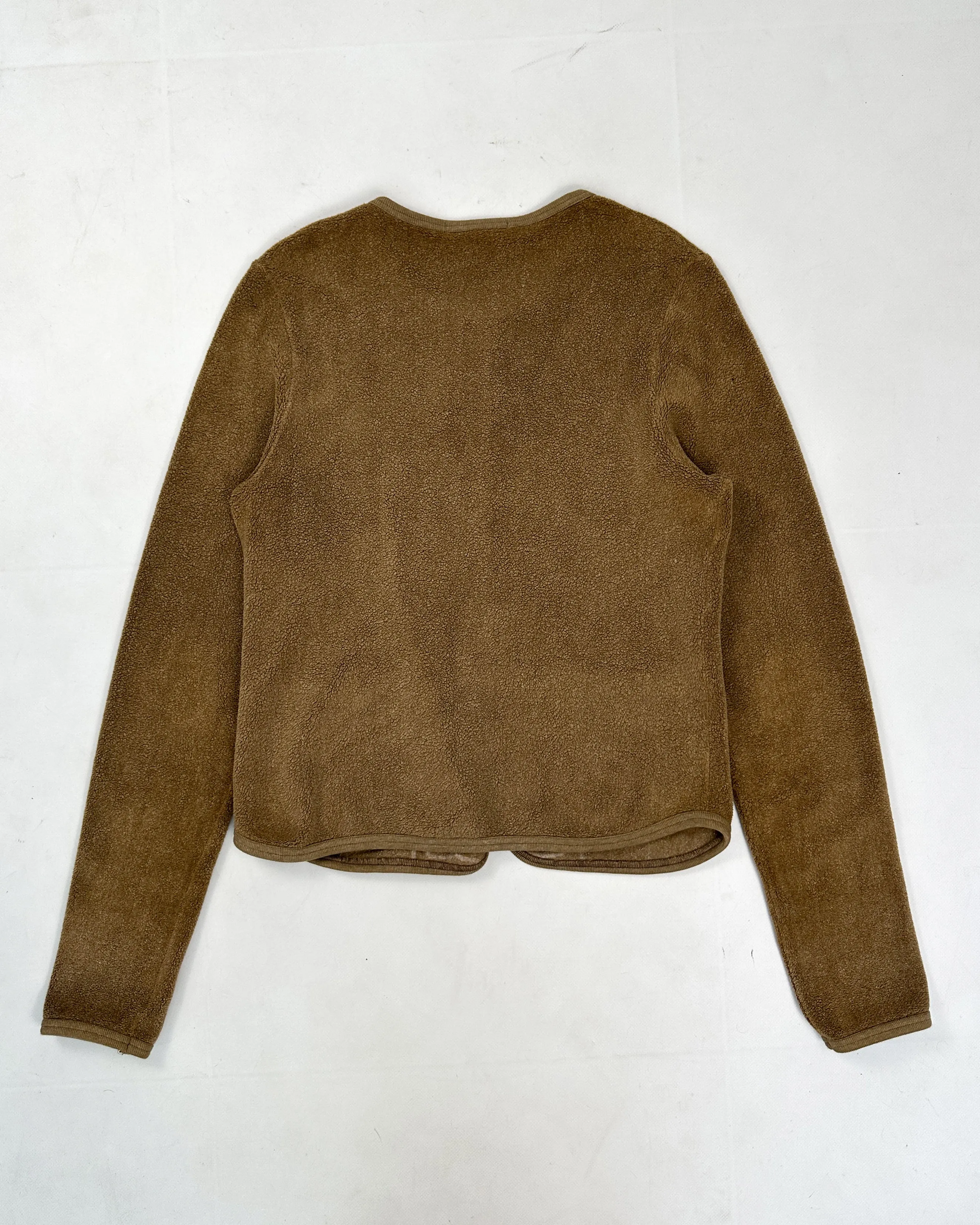 Marithé Francois Girbaud Brown Polar Fleece Cardigan 1990's