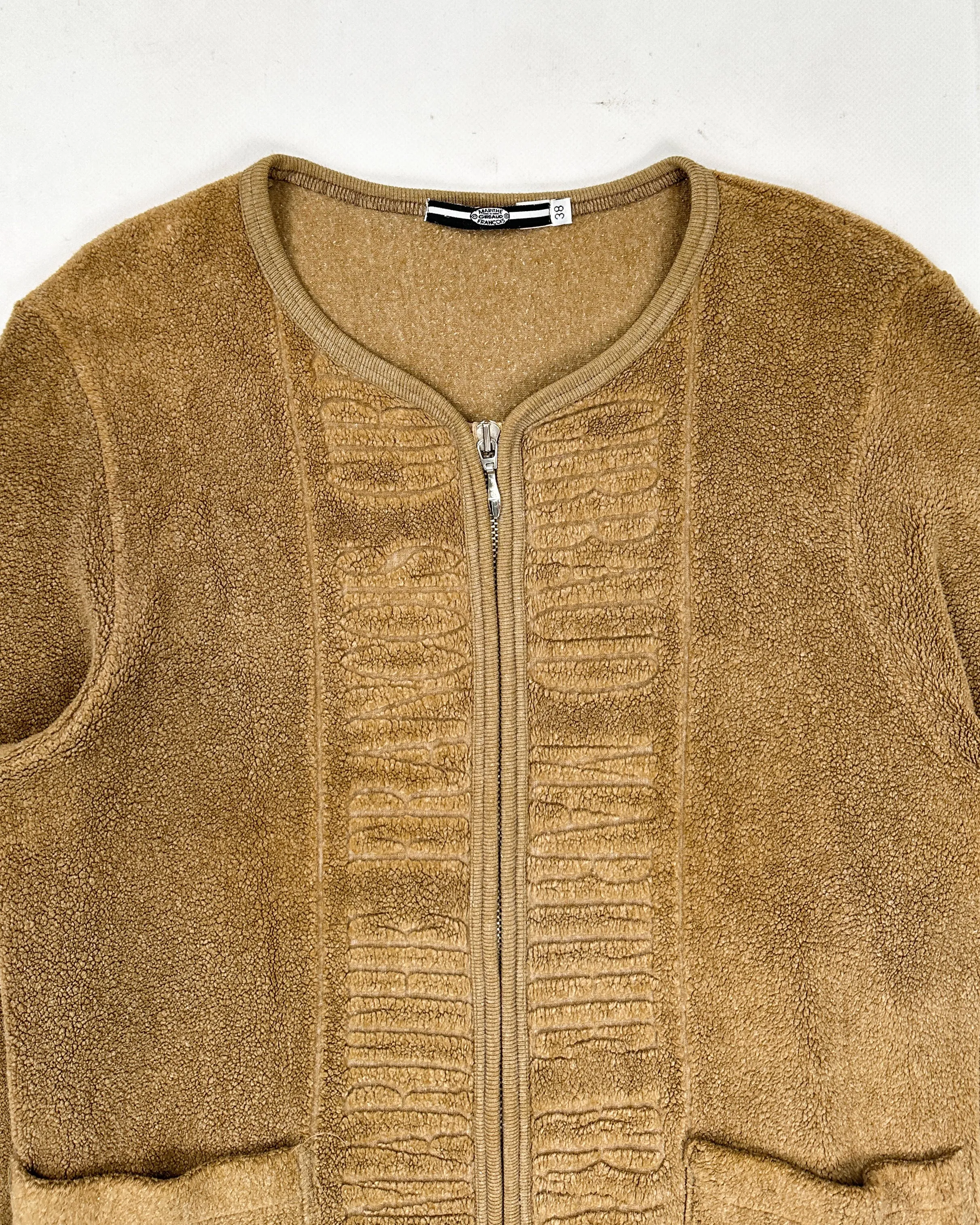 Marithé Francois Girbaud Brown Polar Fleece Cardigan 1990's