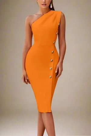 Mel Bodycon Midi Dress - Apricot Orange