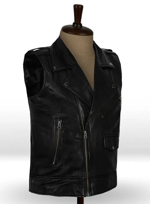 Men’s Black Leather Biker Vest