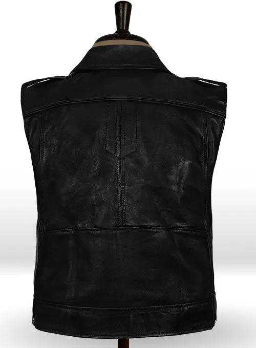 Men’s Black Leather Biker Vest