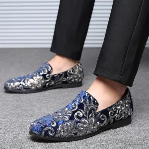 Men's Casual Fashion Embroidered Sequins One Foot Slip On Loafers Shoes