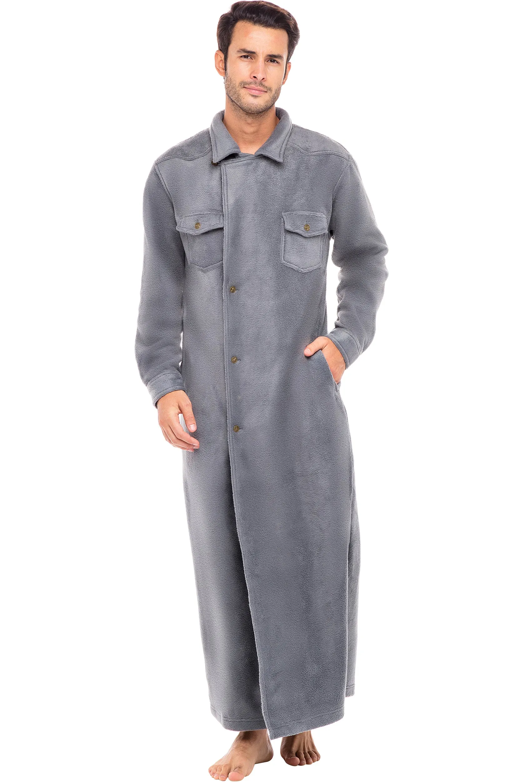 Men's Country Western Wrangler style Long Duster Robe, Anti Pill Fleece