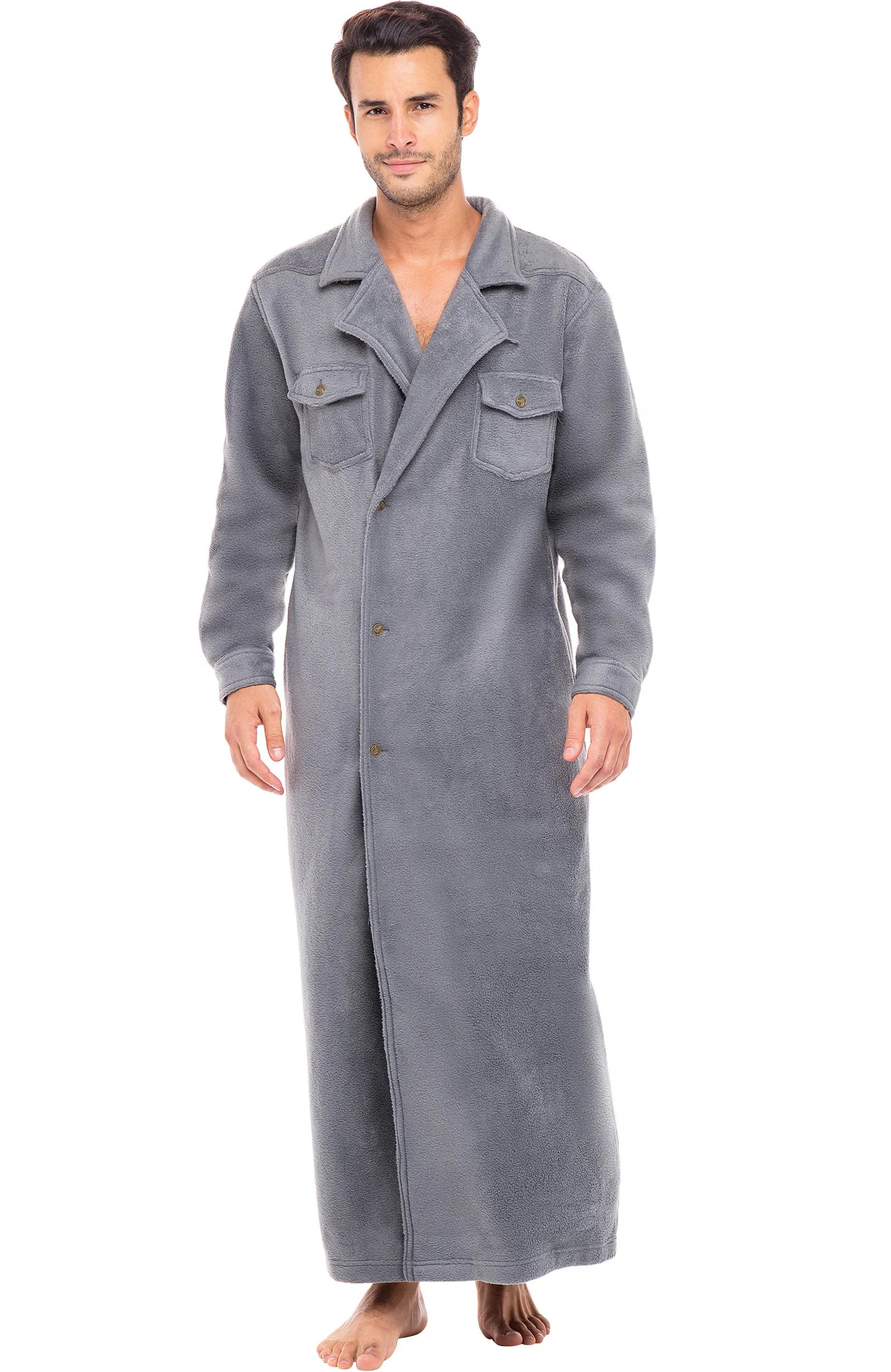 Men's Country Western Wrangler style Long Duster Robe, Anti Pill Fleece