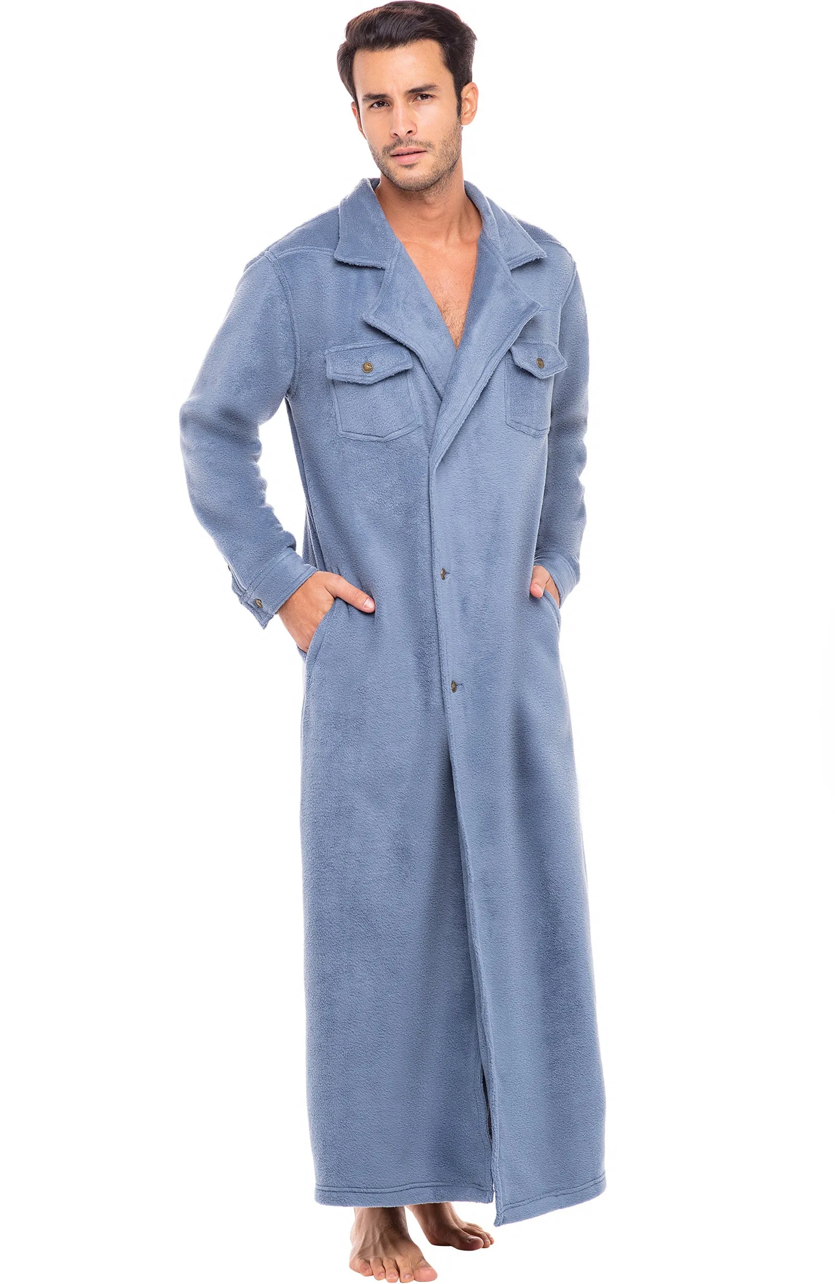 Men's Country Western Wrangler style Long Duster Robe, Anti Pill Fleece