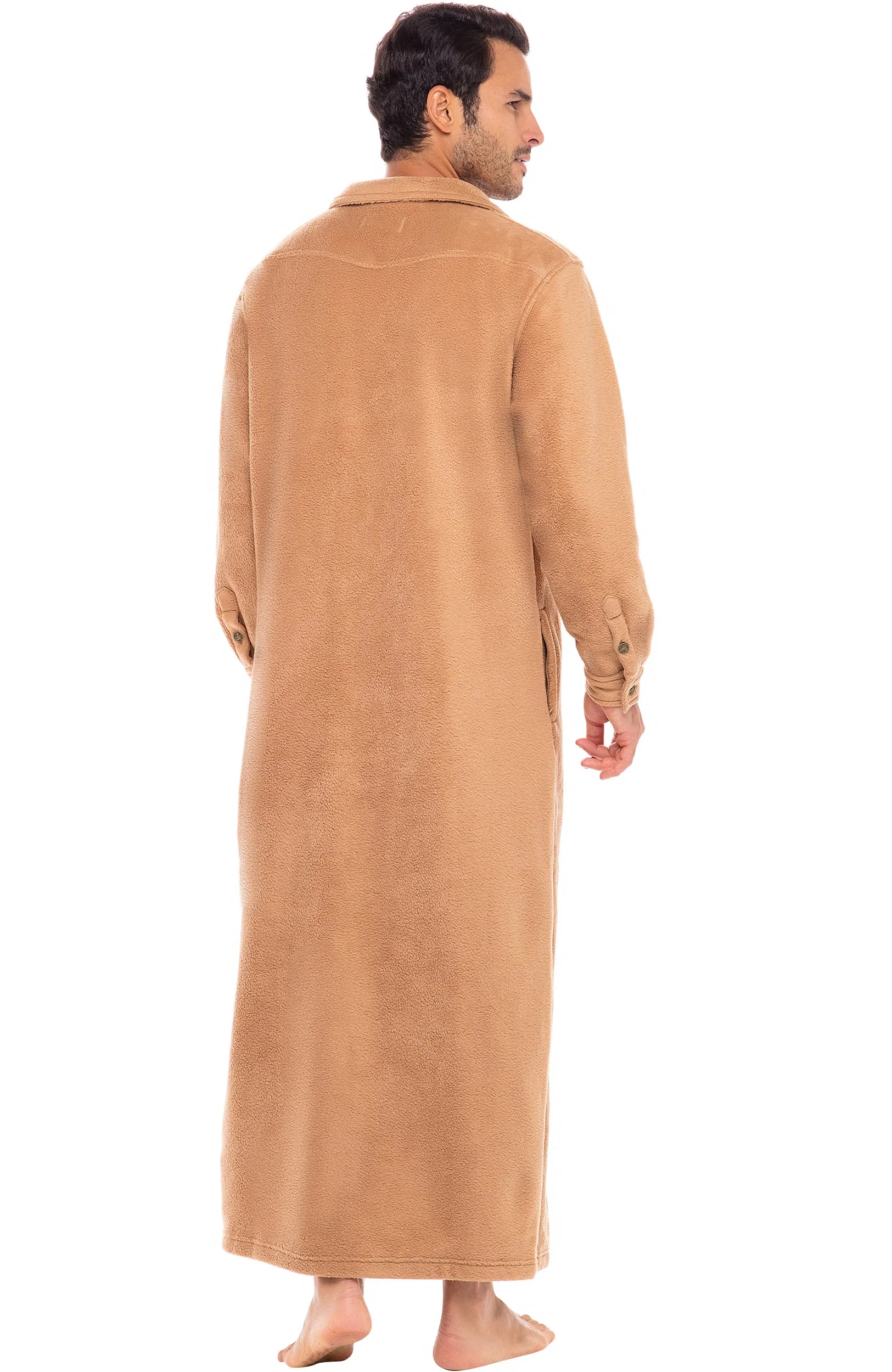 Men's Country Western Wrangler style Long Duster Robe, Anti Pill Fleece