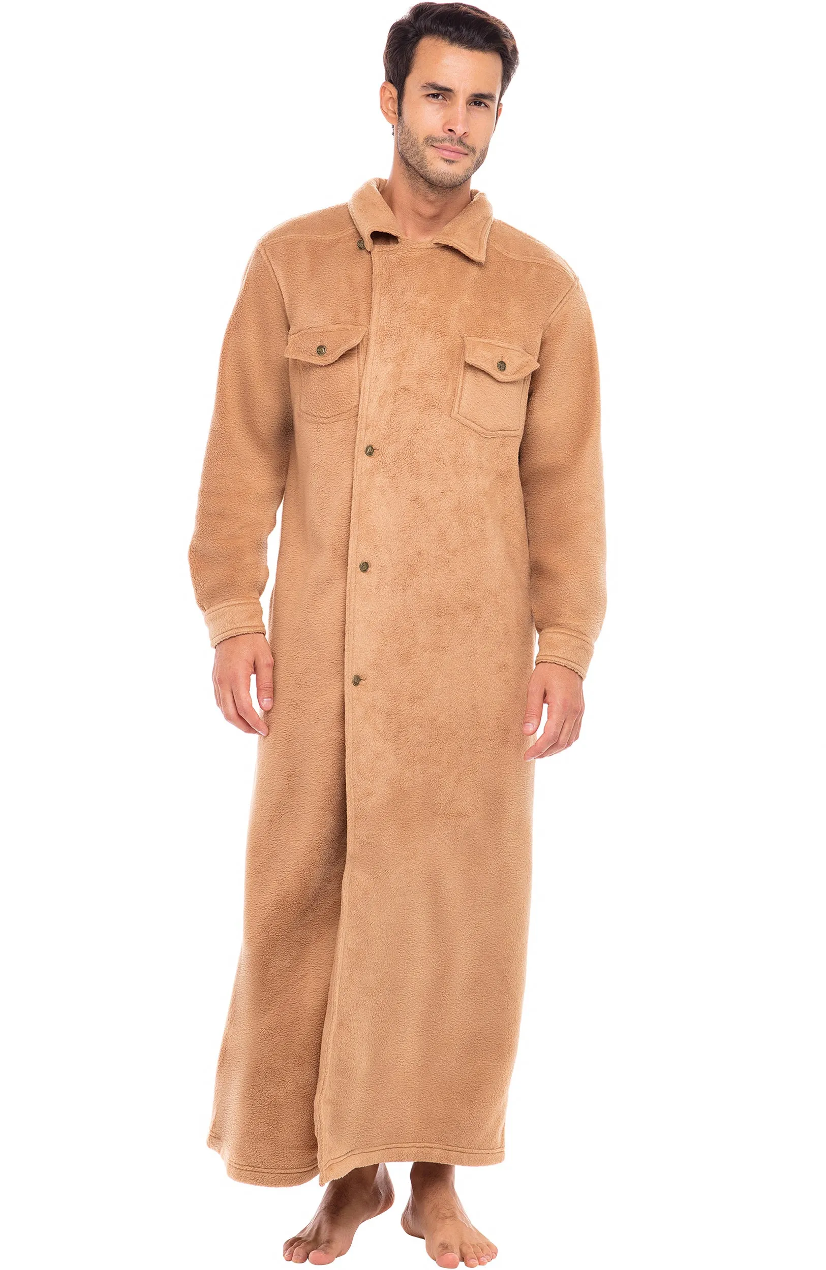 Men's Country Western Wrangler style Long Duster Robe, Anti Pill Fleece