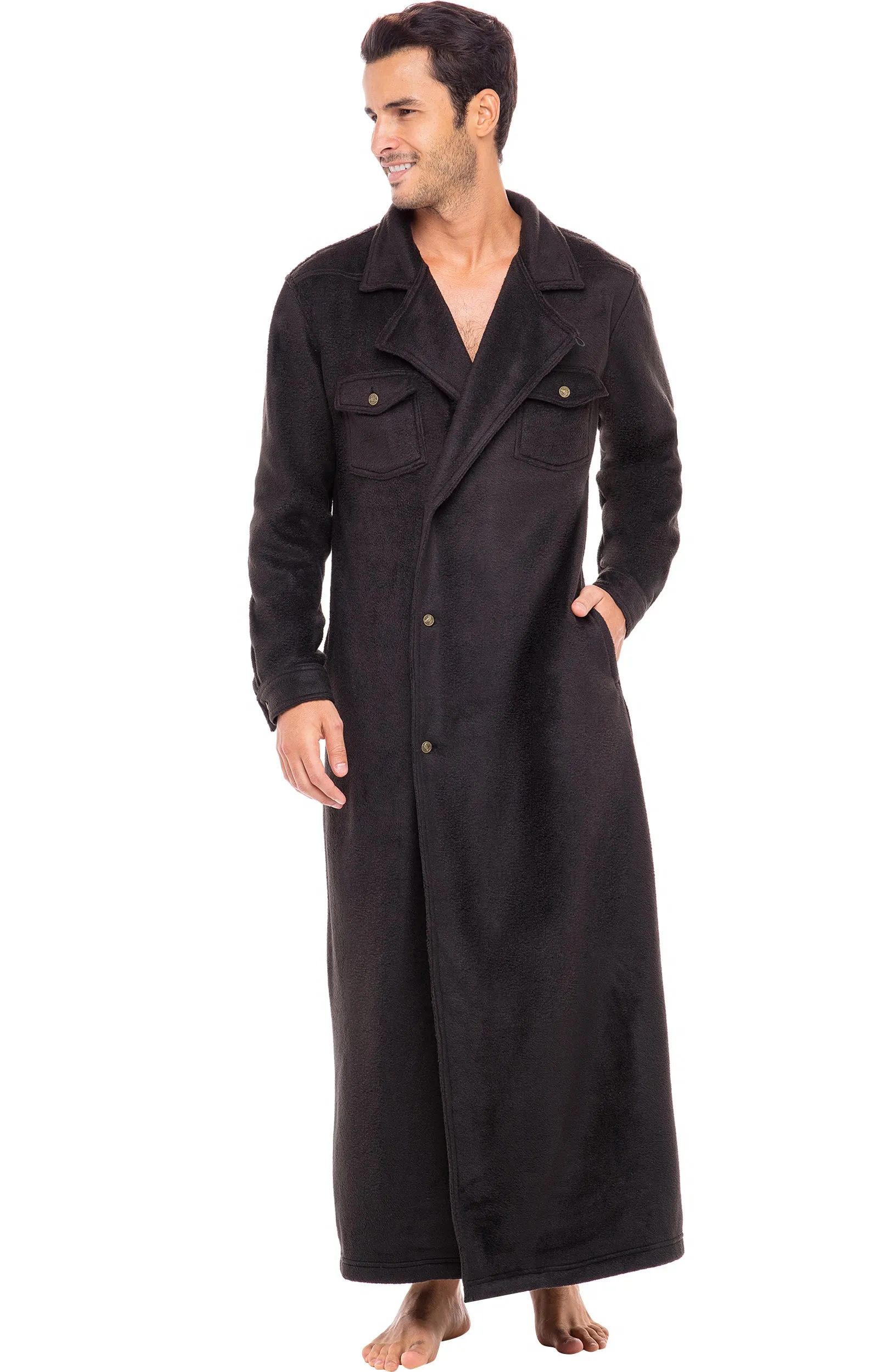 Men's Country Western Wrangler style Long Duster Robe, Anti Pill Fleece