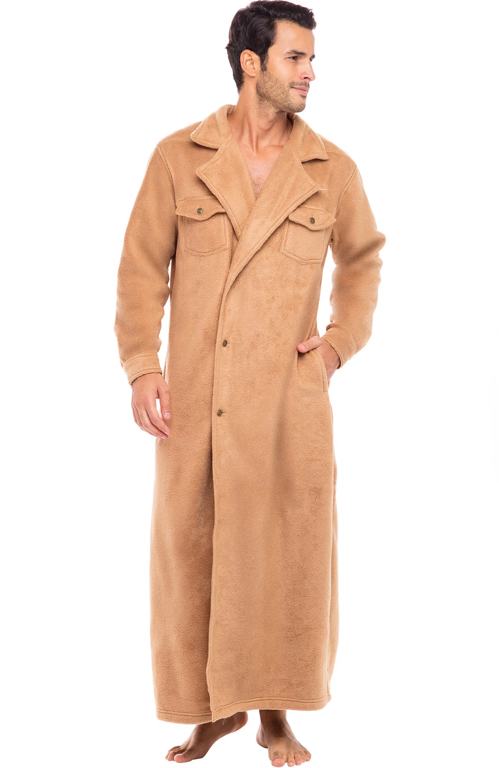 Men's Country Western Wrangler style Long Duster Robe, Anti Pill Fleece