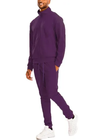 Mens Essential Basic Solid Purple Track Suit