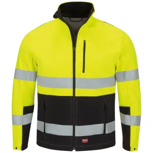 Men's Hi-Visibility Soft Shell Jacket JY34 - Fluorescent Yellow/Black