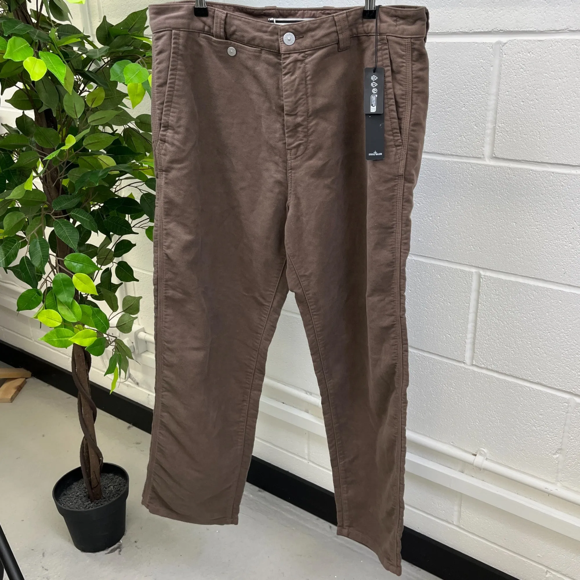 Men's Pantalone Loose Trousers Brown Size Waist 33"