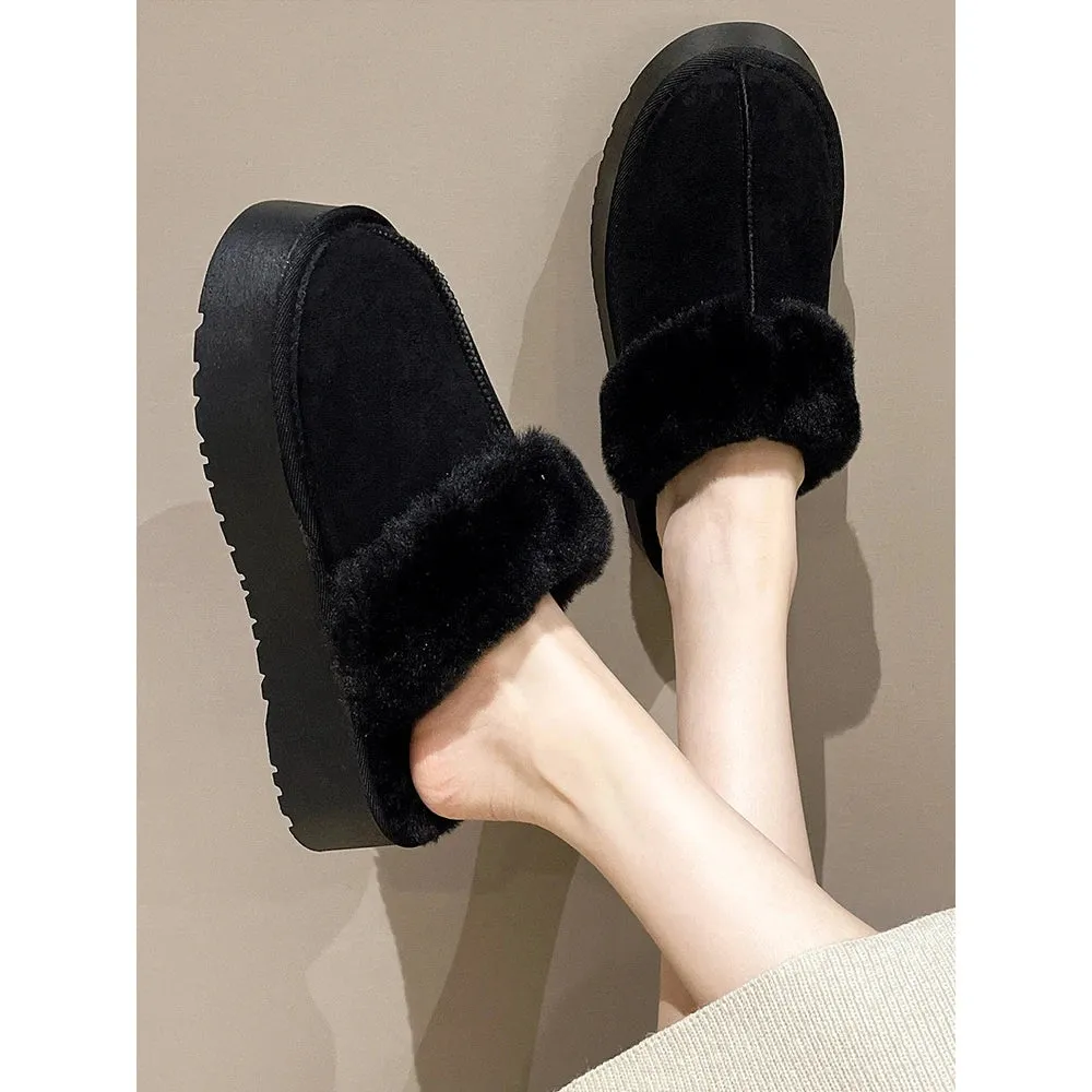 Merendy Yasahby Round Toe Slip-on Faux Fur slippers