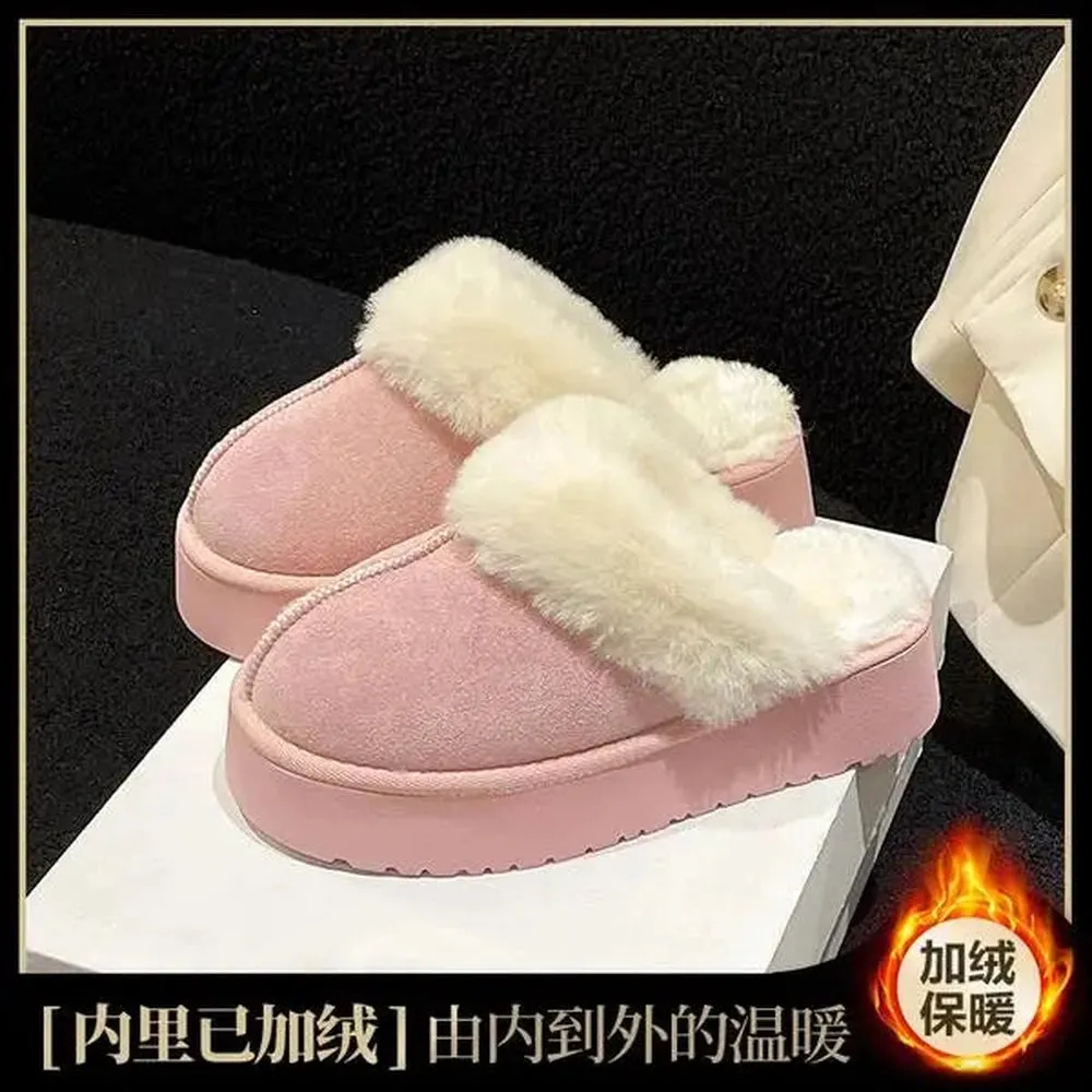 Merendy Yasahby Round Toe Slip-on Faux Fur slippers