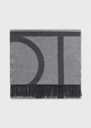 Monogram jacquard wool scarf dark grey mélange