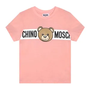 Moschino Kids Teddy Bear Print Logo Pink T-Shirt