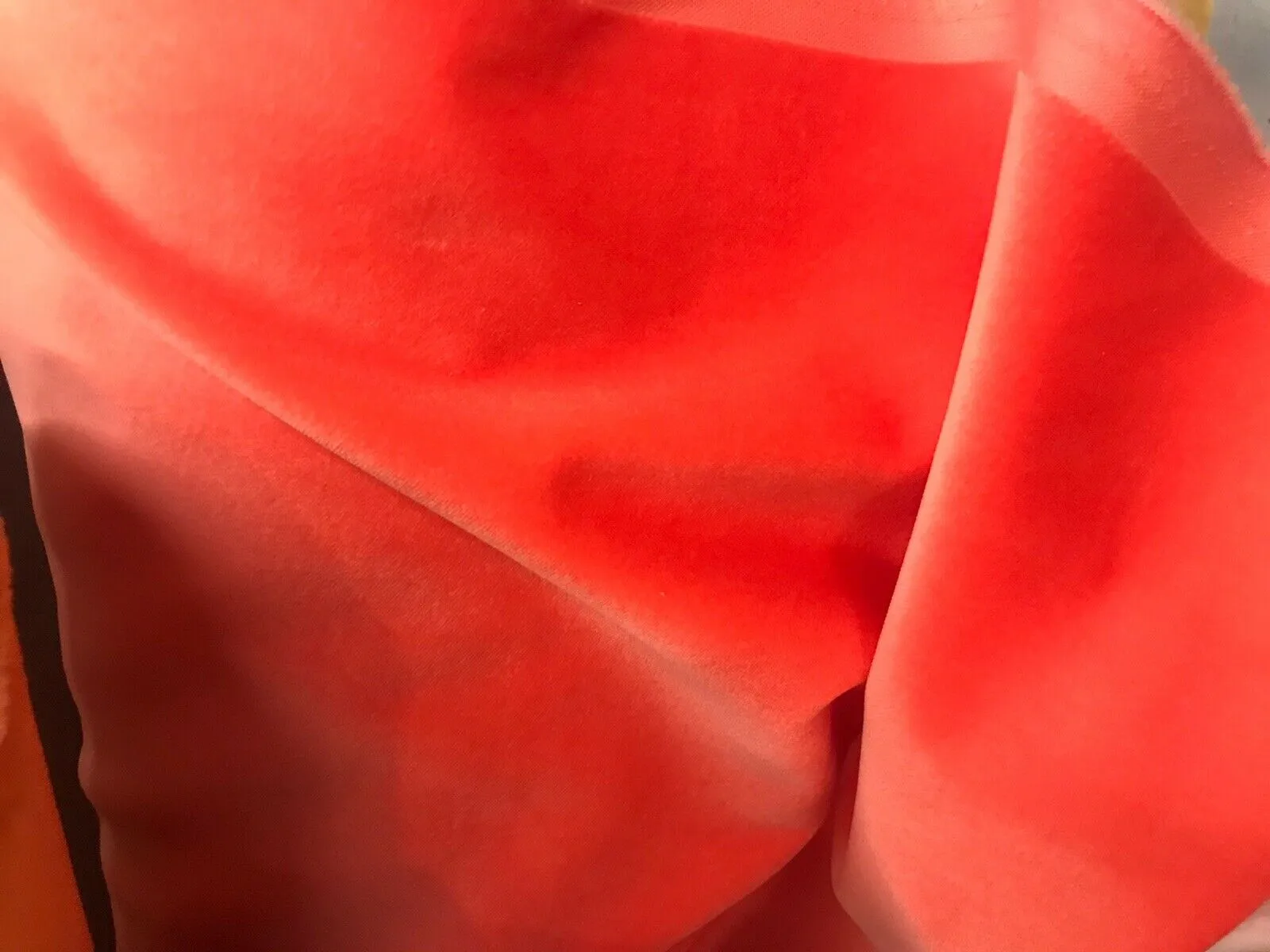 NEW Belgium Velvet Upholstery Fabric - Soft Orange Coral- By The Yard