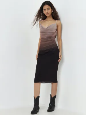 Nuon Brown Ombre-Finish Bodycon Dress