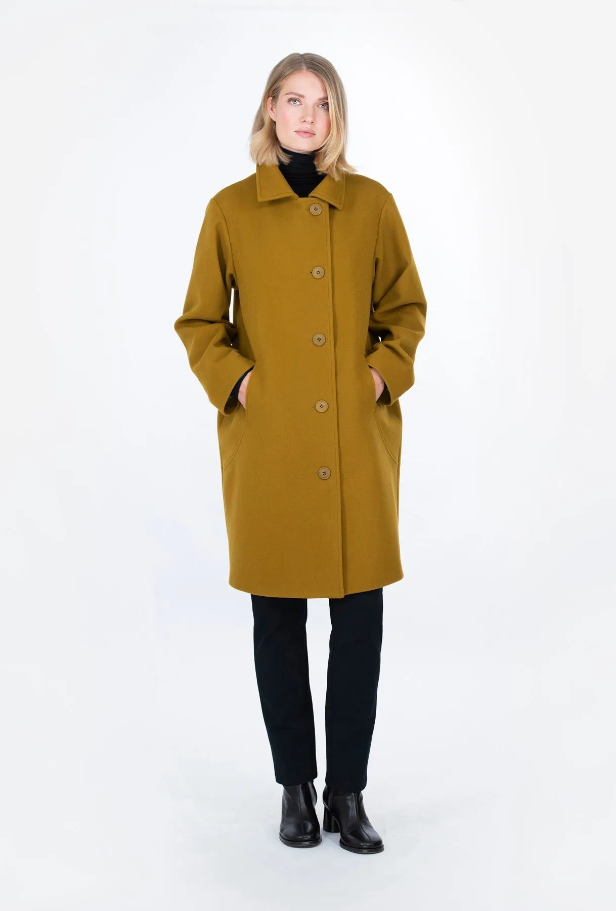 Omena Wool Coat Olive Green