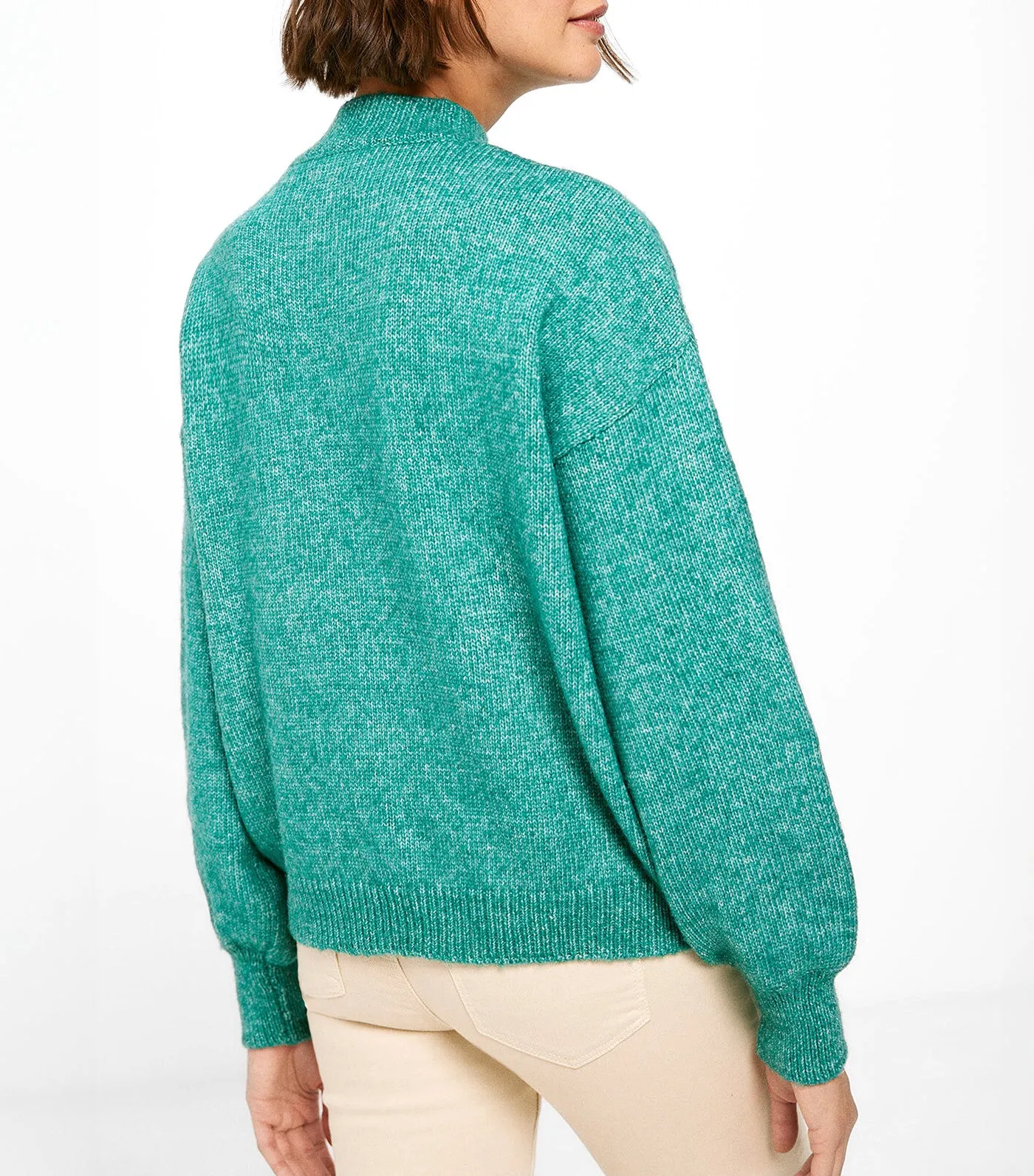 Openwork Leaf Sweater Green