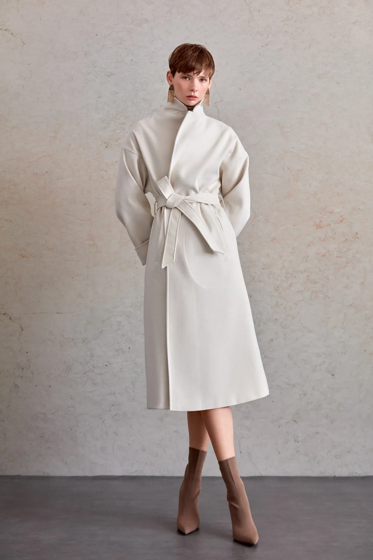 Oversize Michelle Belted Peak Lapel Coat