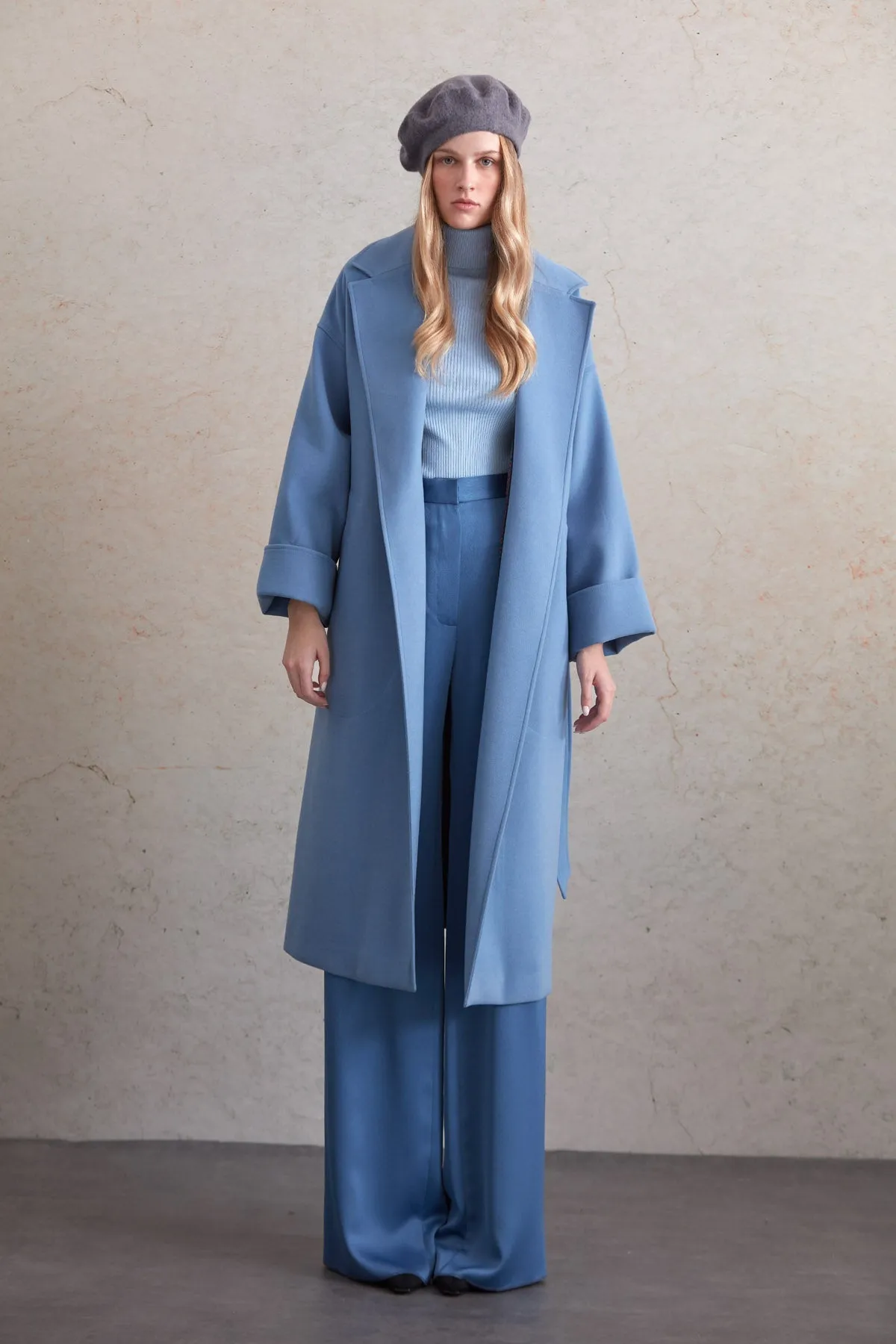 Oversize Michelle Belted Peak Lapel Coat