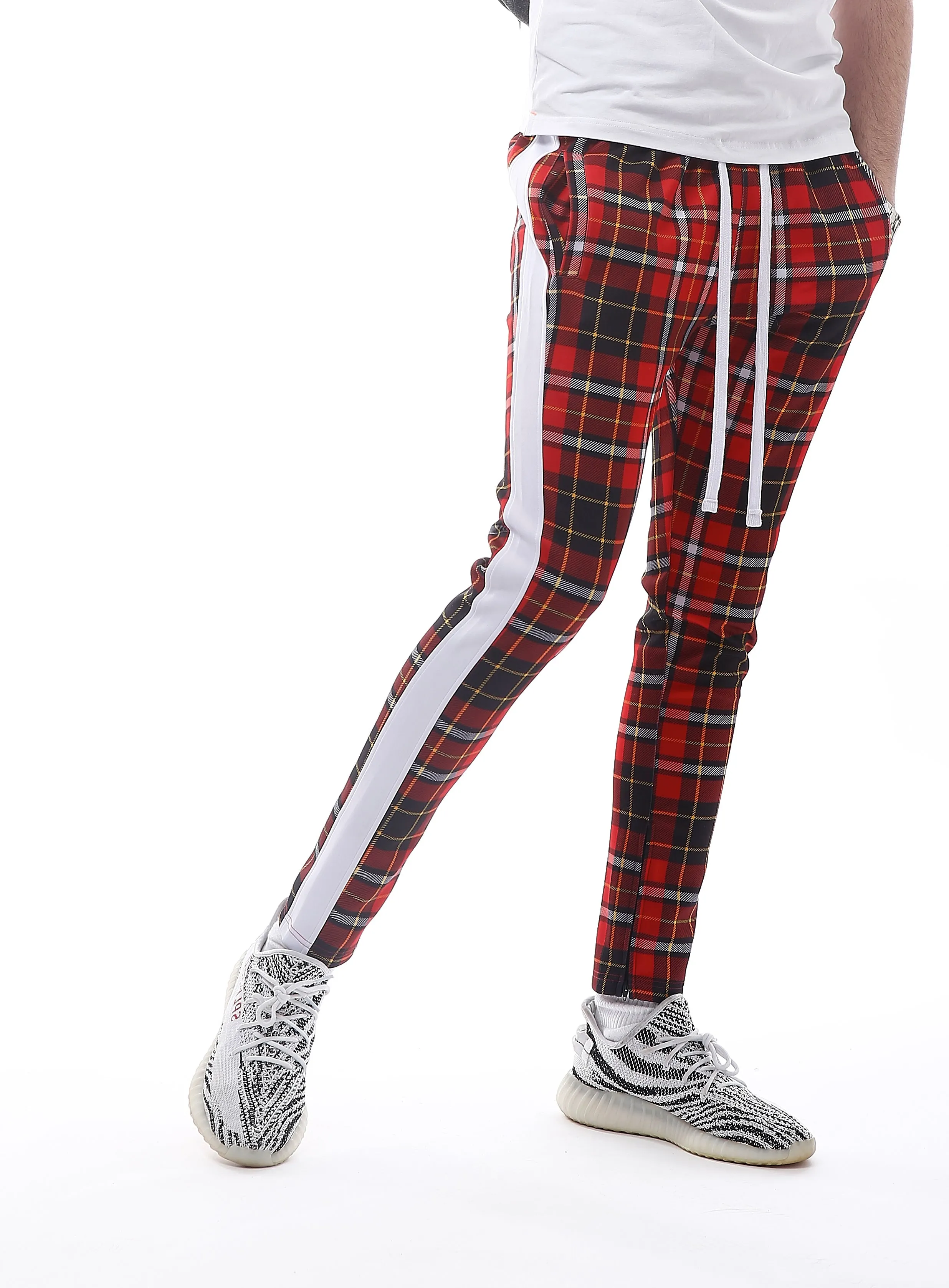 P41902-PATTERN PRINTED TRACK PANTS-RED