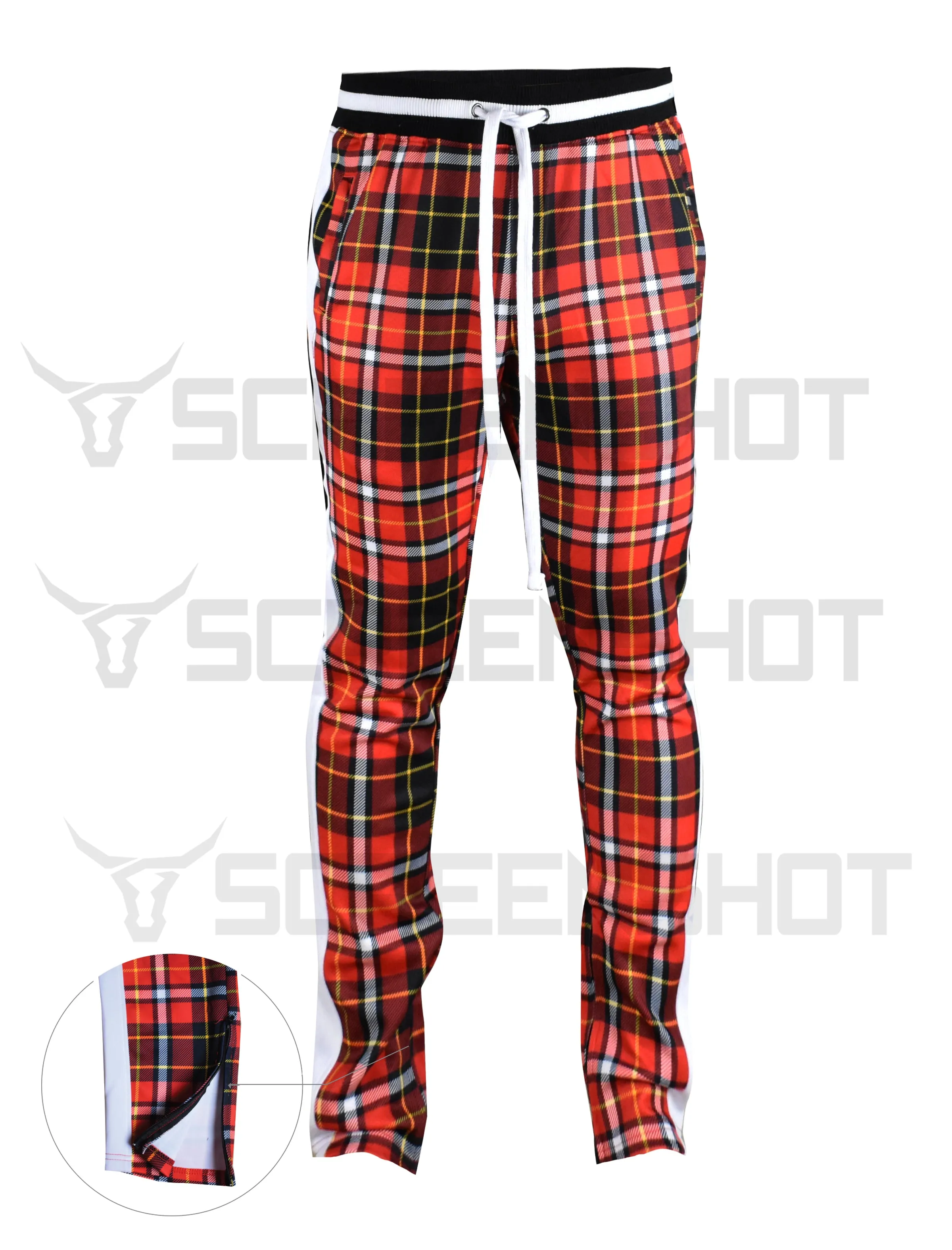 P41902-PATTERN PRINTED TRACK PANTS-RED