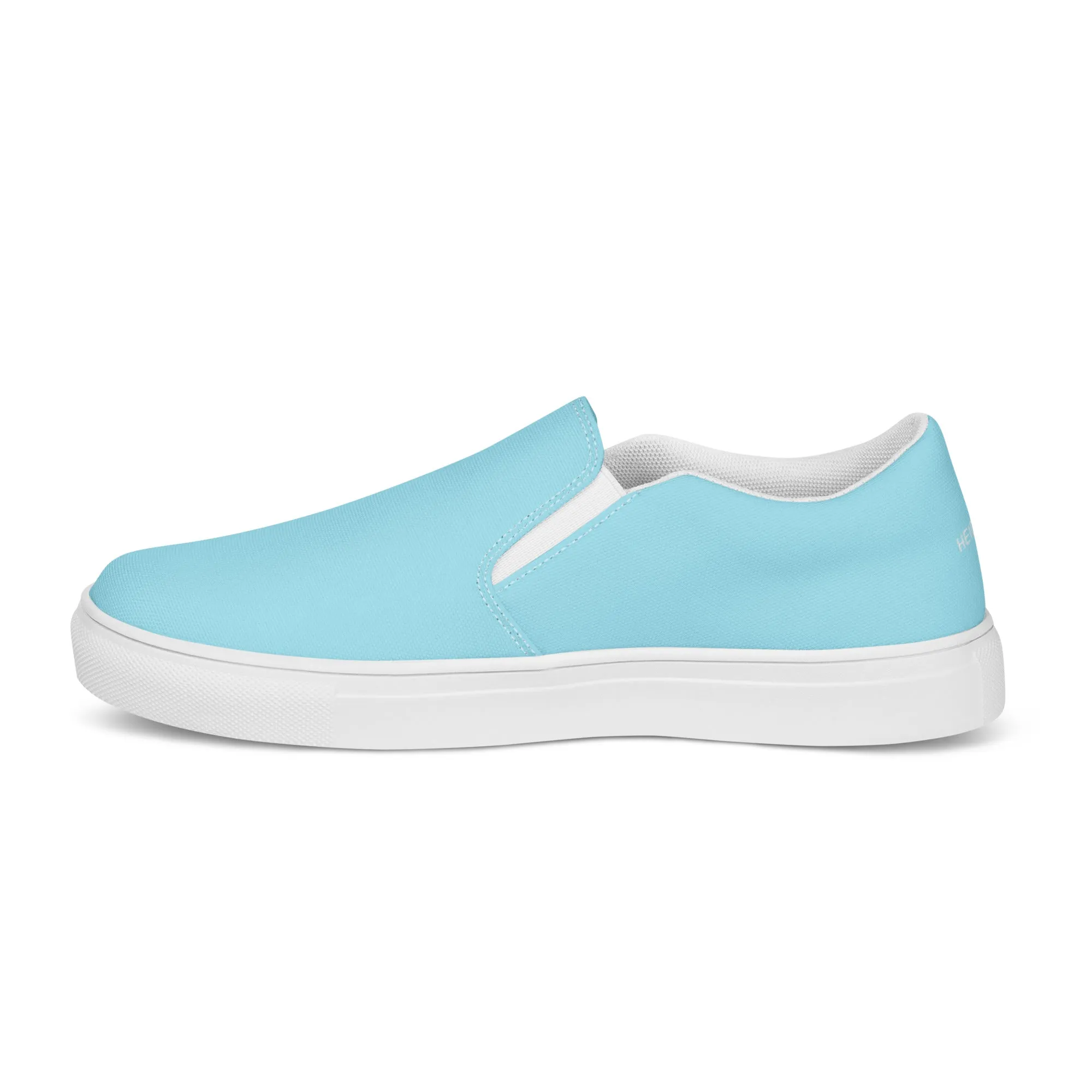 Pastel Blue Men's Slip Ons, Solid Light Blue Color Best Casual Breathable Men’s Slip-on Canvas Shoes (US Size: 5-13)