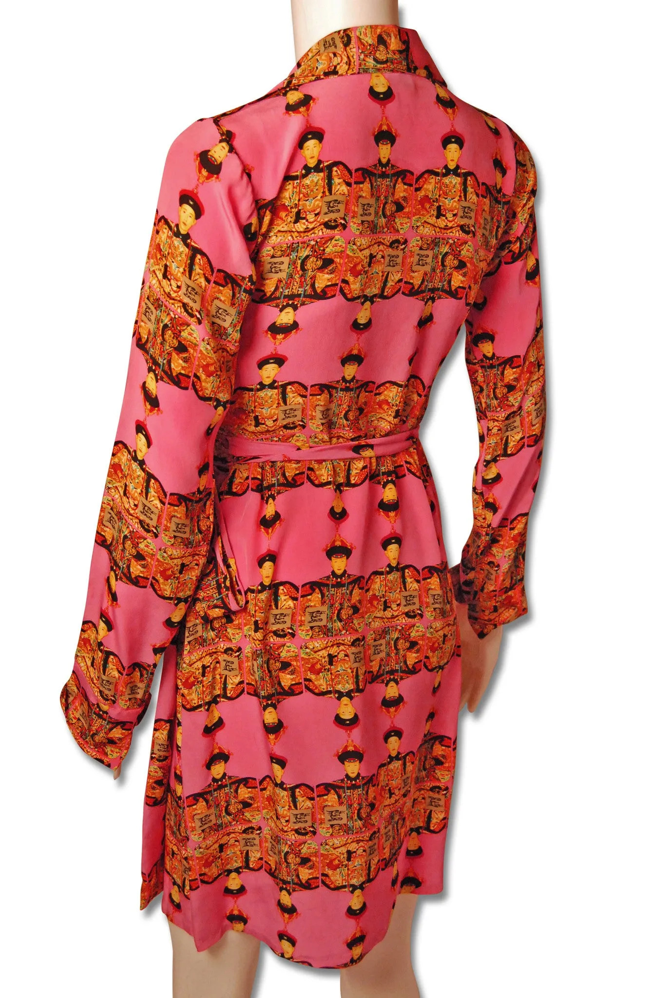 Pink Silk Print Wrap Dress