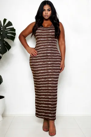 Plus Size Tie Dye Printed Tank Bodycon Maxi Dress