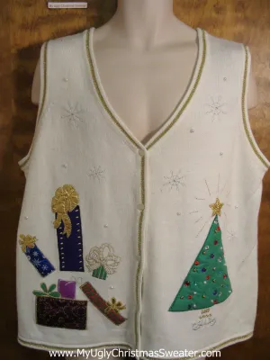 Presents Under the Tree Cheap Christmas Sweater Vest