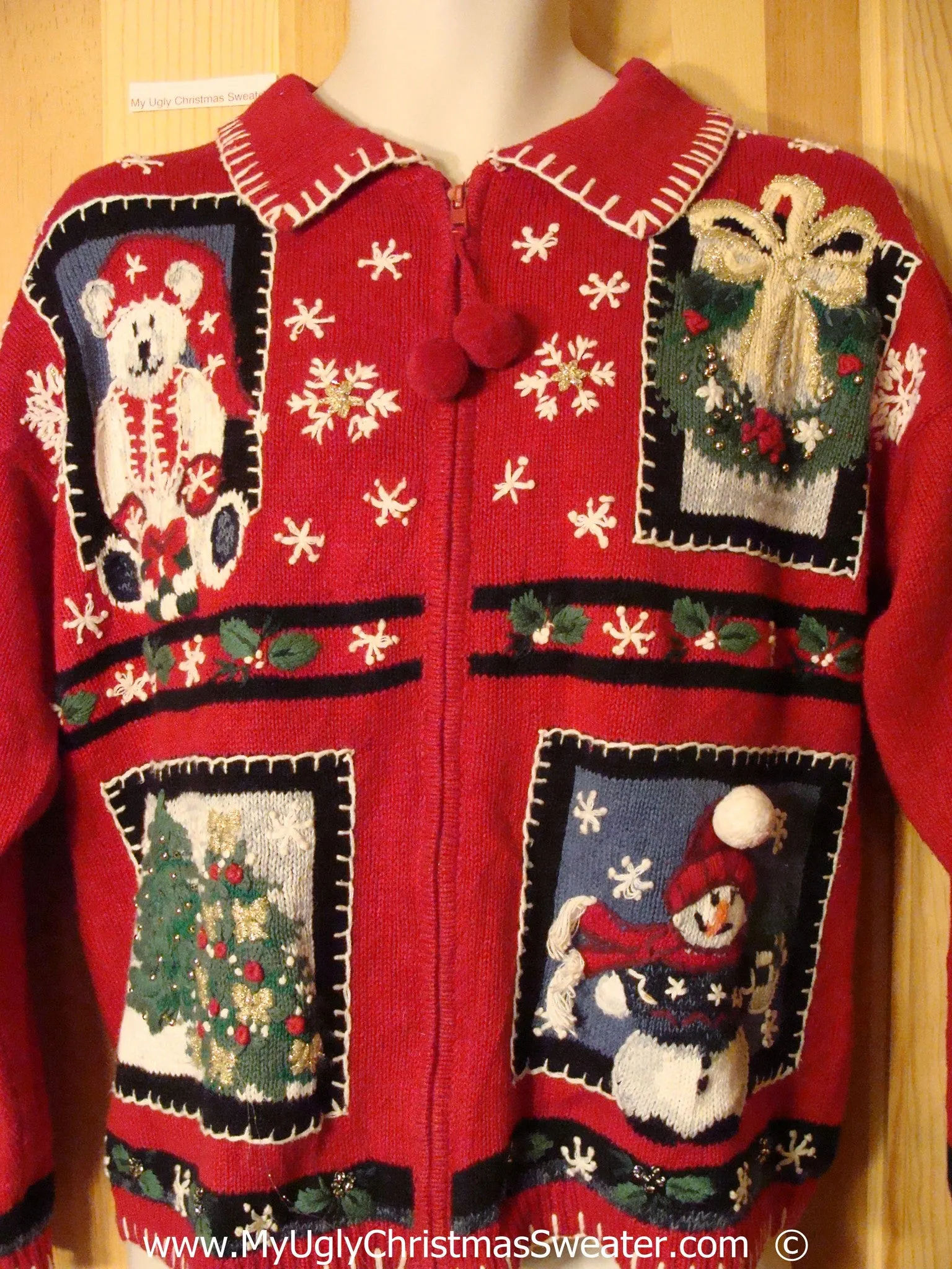 Red Christmas Sweater with Santa Bear