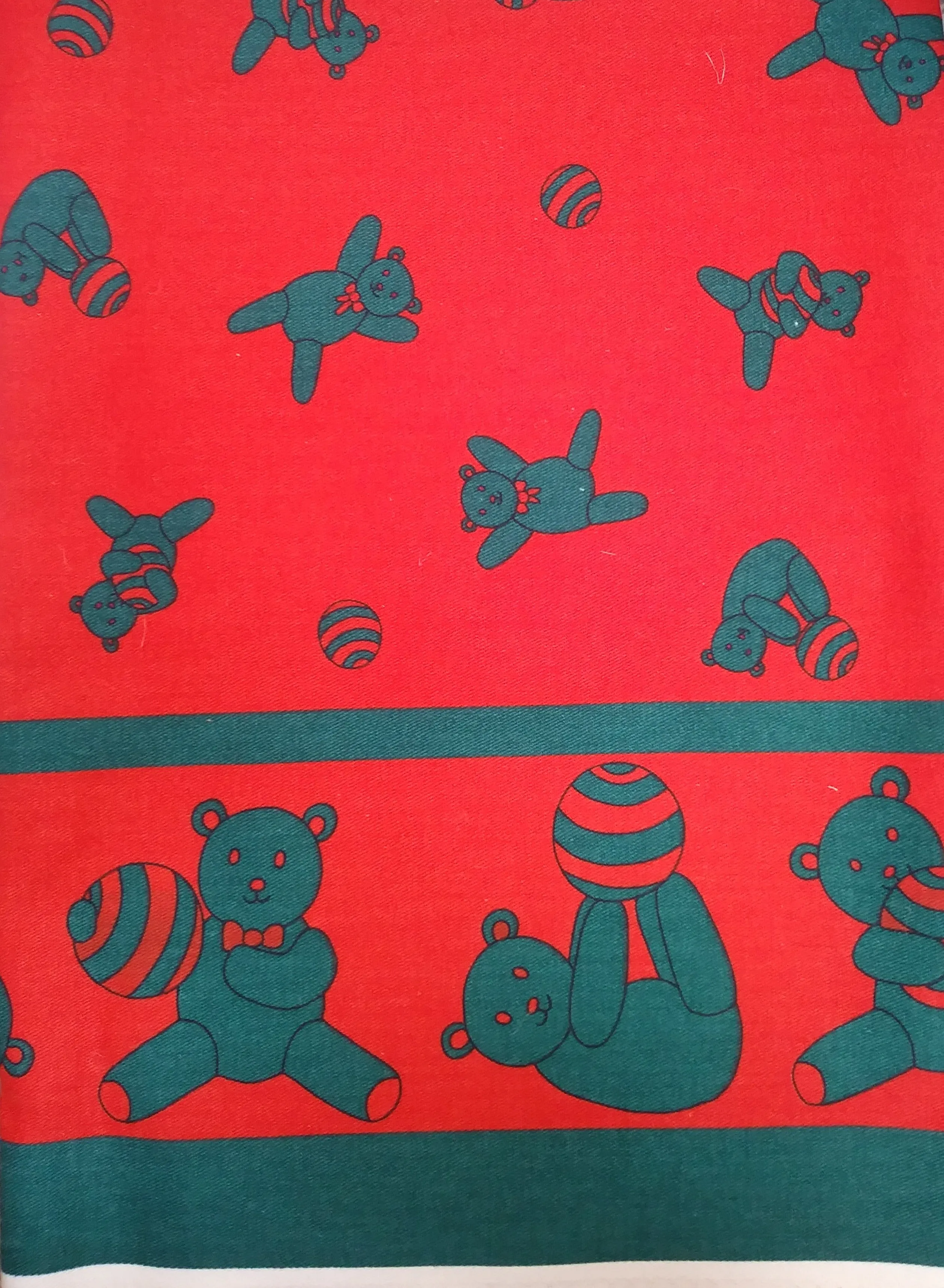 Red /Green teddy Fabric - Cotton Twill