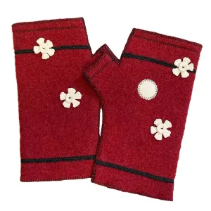 Red Snowflake Fingerless Gloves