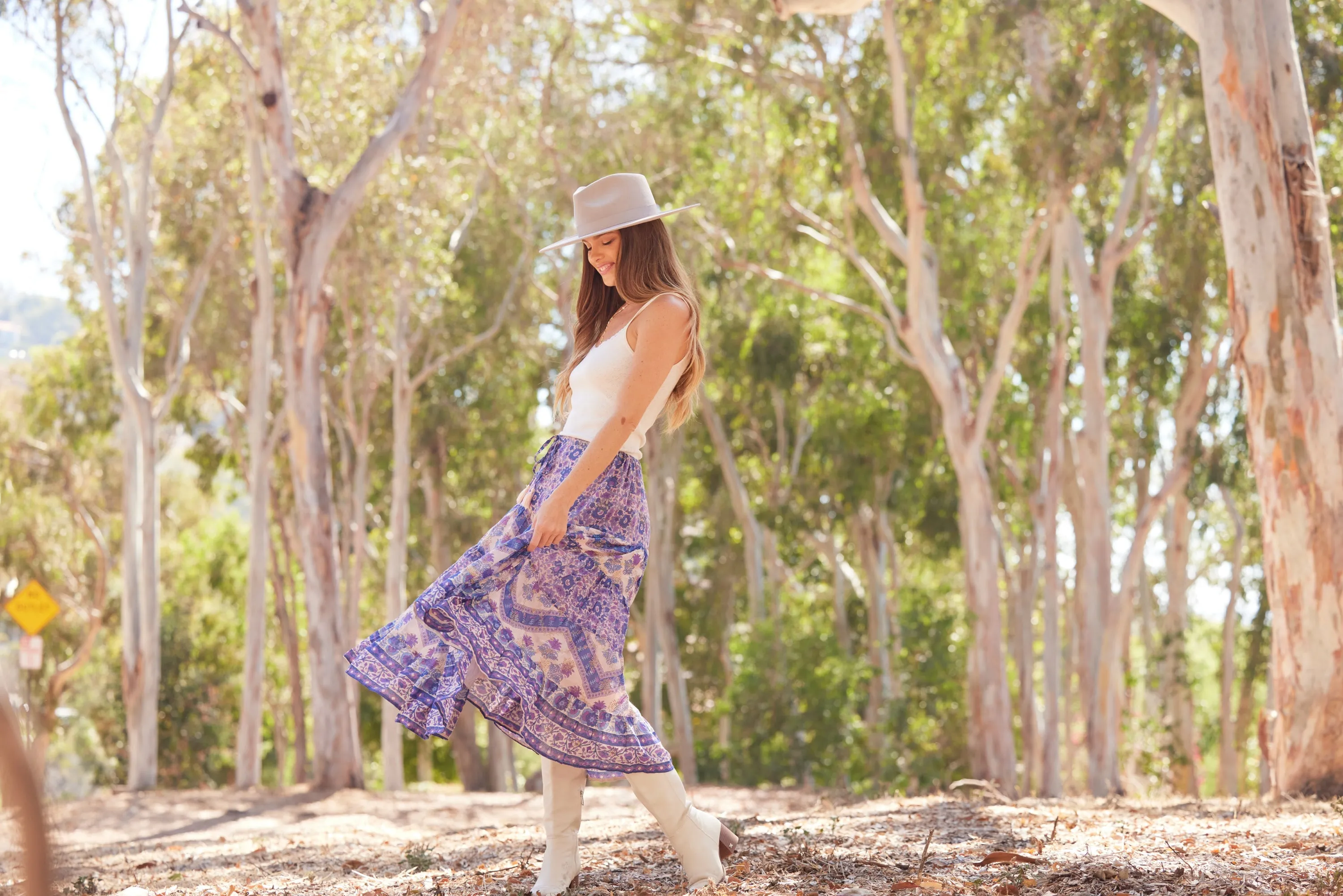 Rosa Printed Midi Skirt Liberty Blue