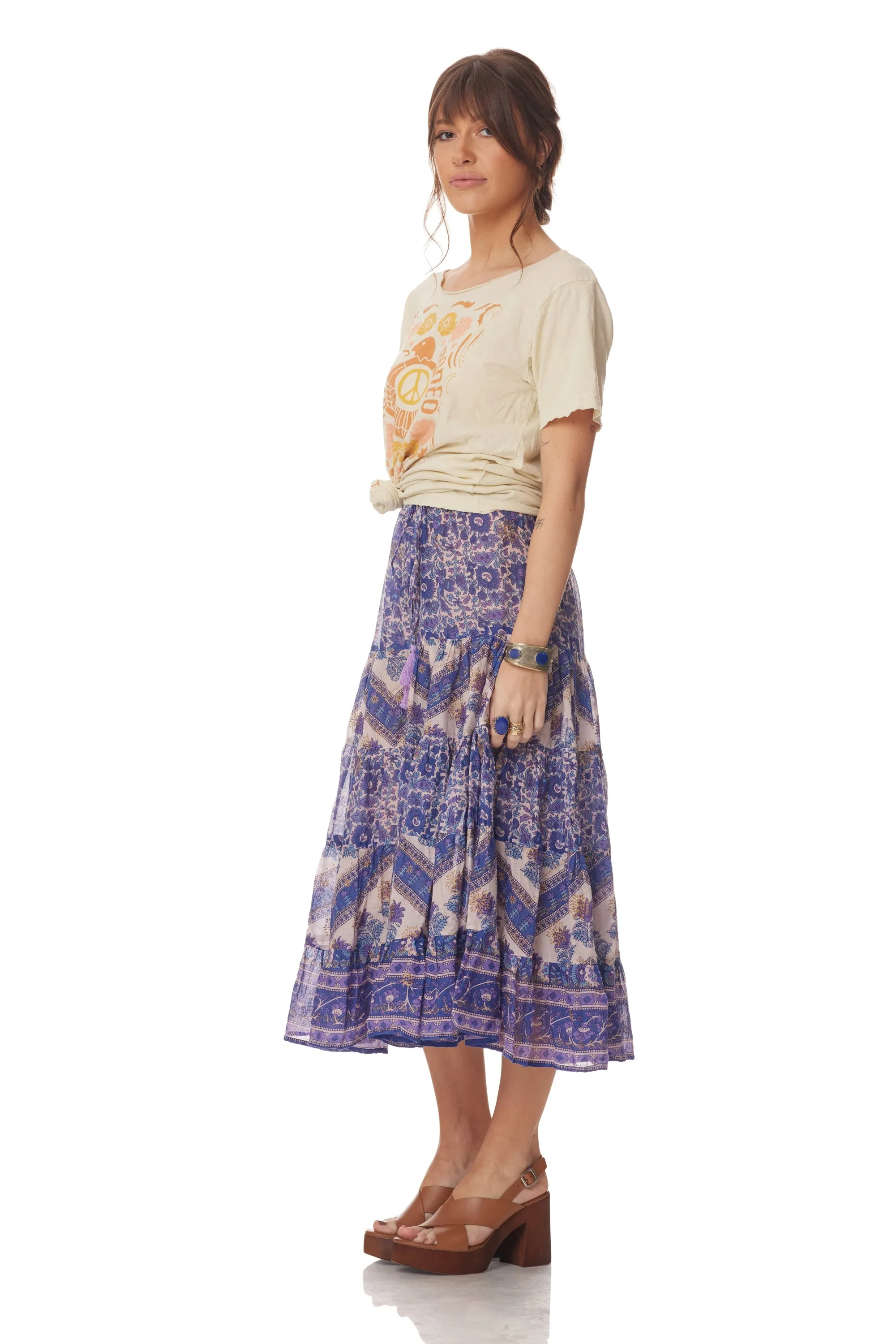 Rosa Printed Midi Skirt Liberty Blue