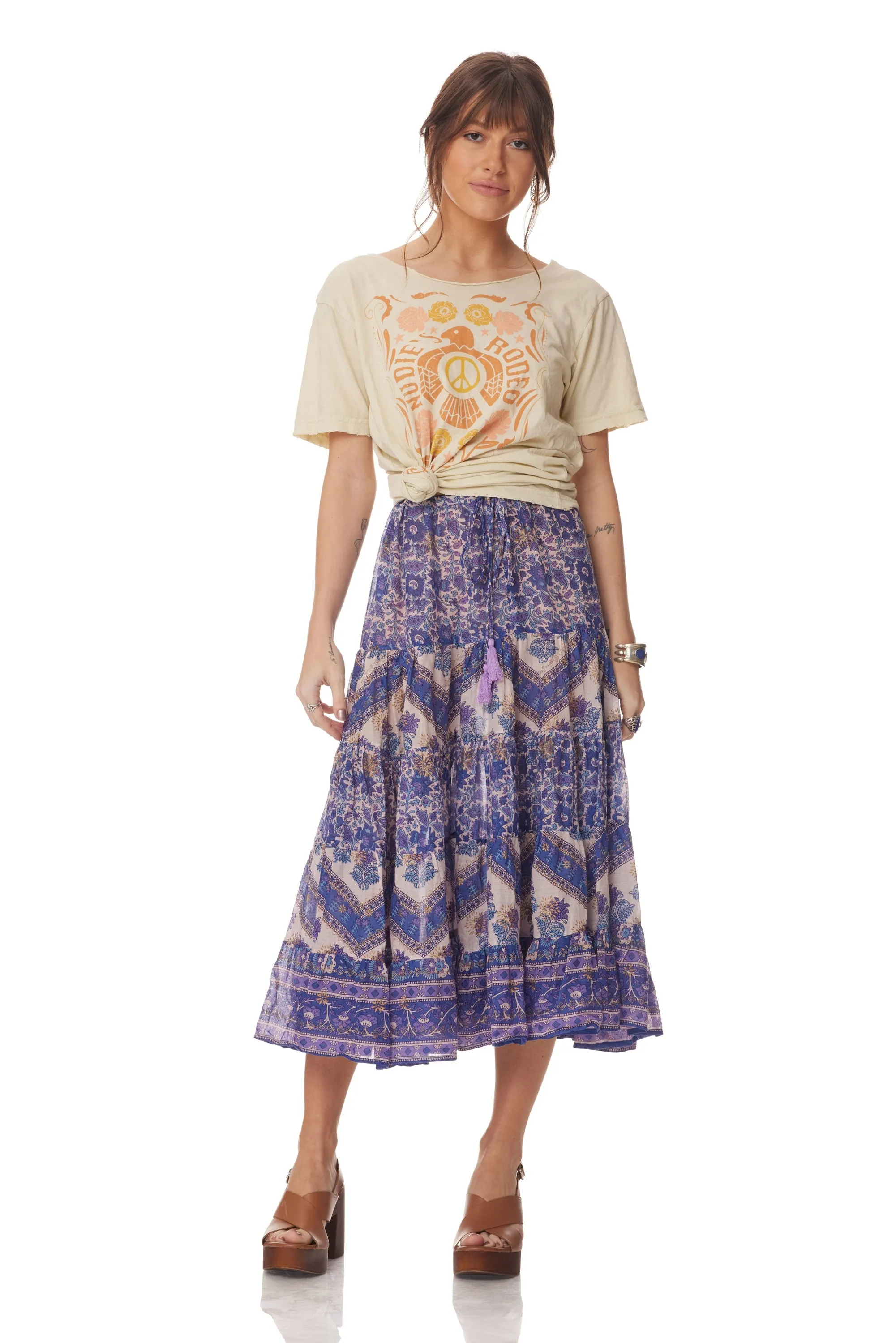 Rosa Printed Midi Skirt Liberty Blue