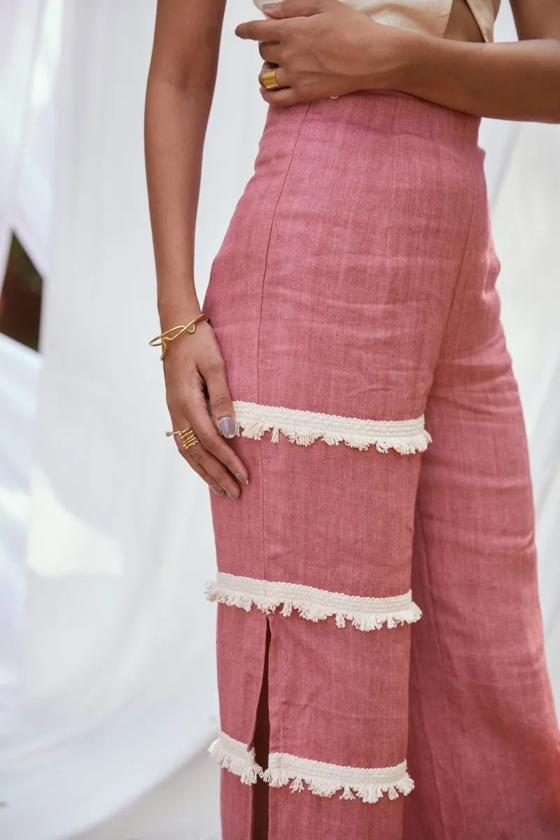 Rose Shadow Trousers | Linen Trousers | Pink Sustainable Bottoms