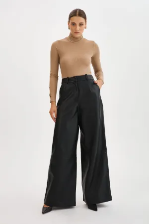 ROSSA | Wide Leg Leather Trousers